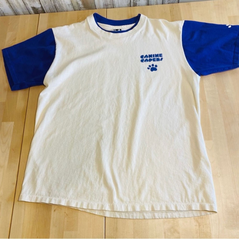 Vintage Ringer Tee white & purple canine capers single stitch LA sportswear